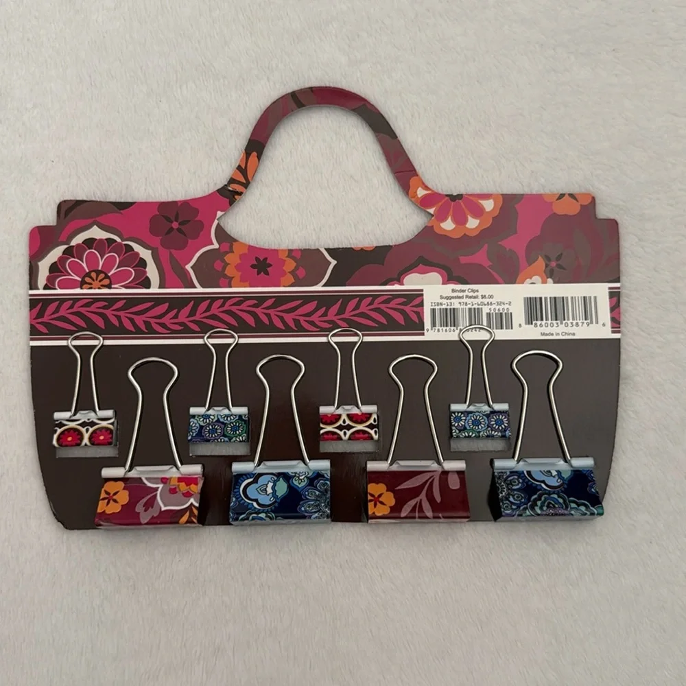 {NWT} Vera Bradley | Carnaby Blue Rhapsody Retired Metal Binder Clips Set (8pc)